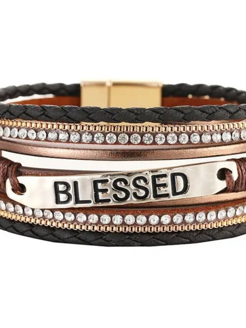 Blessed Multi-Layer Leather Bracelet  - Brown